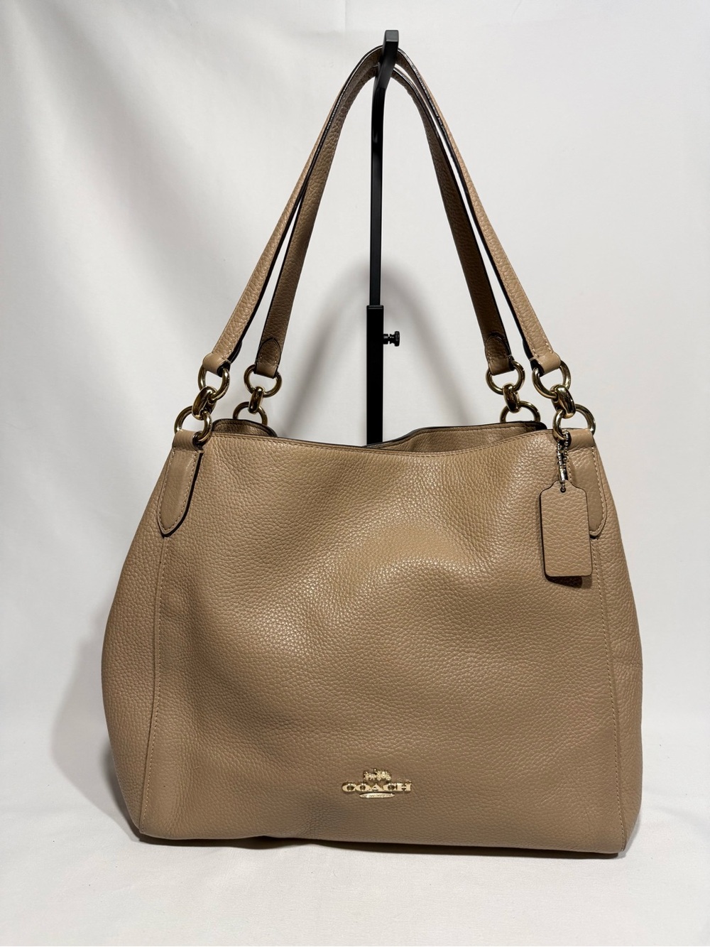 Coach shoulder bag tan pebble leather
